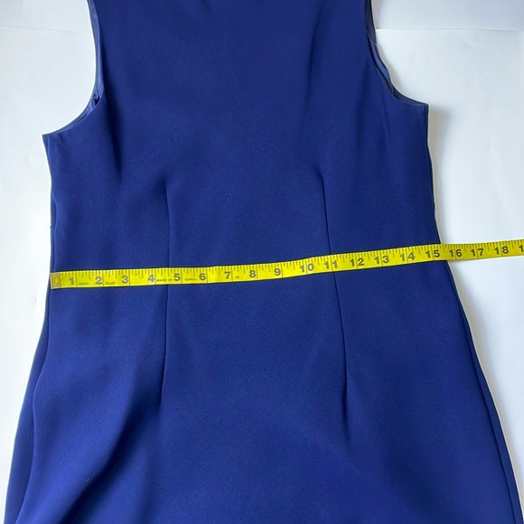 Jessica Howard Navy Blue Sleeveless Dress Size 6 Petit Bias Cut Pull On BoatNeck - Picture 12 of 15